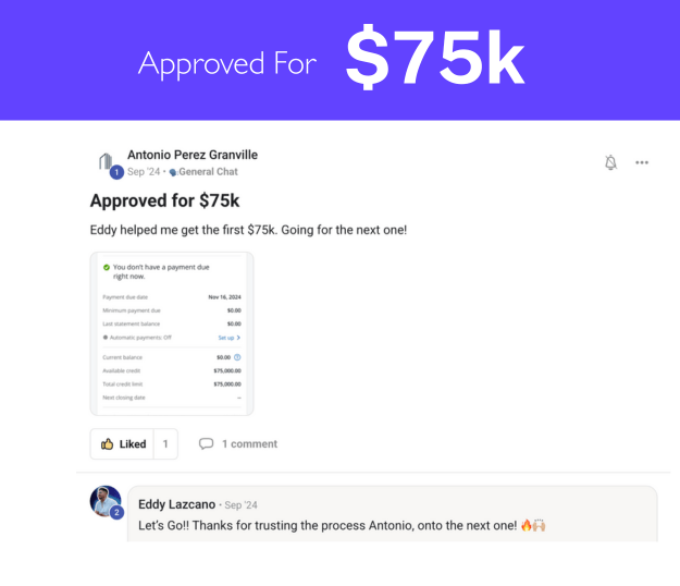 Antonio Perez Granville post: approved for $75K with Eddy's help
